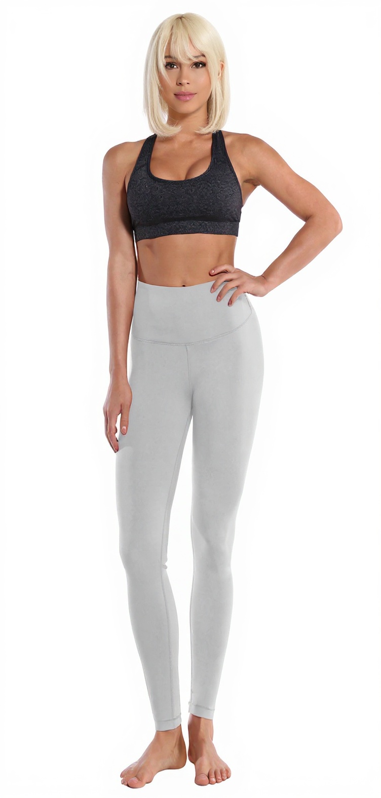 High-Waist Leggings in Light Gray — The Carpool Lane Edit style look