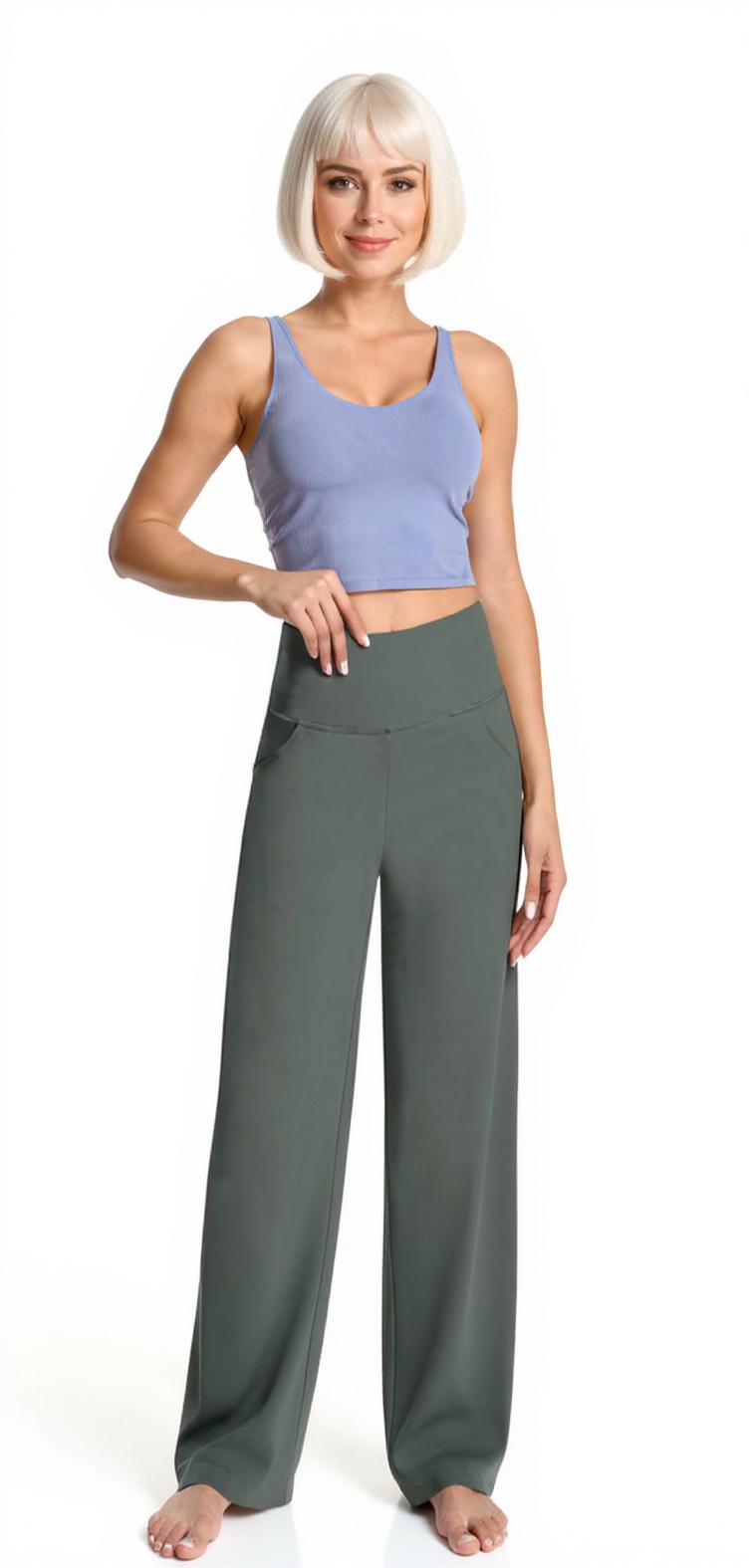 Wide-Leg Yoga Pants in Olive Gray — The Carpool Lane Edit style look